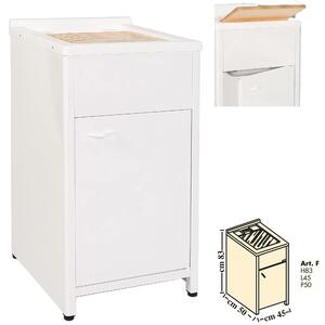 Lavatoio piccolo con mobile in alluminio per esterno Dotato di Vasca e Tavoletta Lavapanni Dimensioni 45x50xh 83 cm con tubo rubinetto, flessibile e Gomito colore bianco RAL 9010
