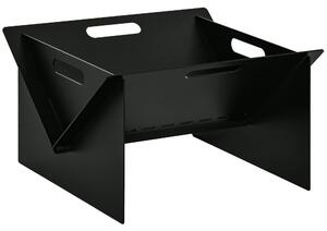 Braciere con Maniglie Portatile 50x45x30cm in Acciaio Nero