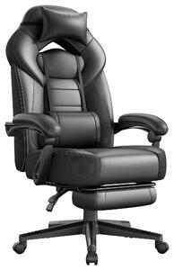 Sedia da gaming con poggiapiedi, portata massima 150 kg, colore nero