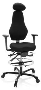 Sedia da ufficio con braccioli 3D, rivestita in tessuto, colore nero, con altezza regolabile