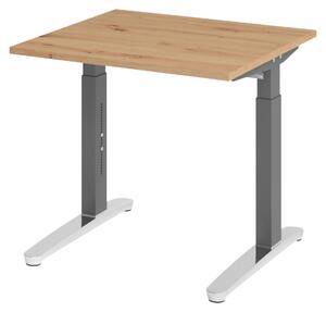 Bümö Scrivania Serie-XB - Decorazione: rovere nodoso, dimensioni: 80 x 80 cm, struttura: grafite/alluminio lucido