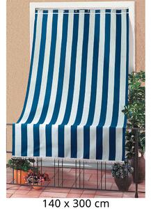 Tenda da Sole per Sormonto 140X300Cm con Anelli Tessuto a Strisce Blu
