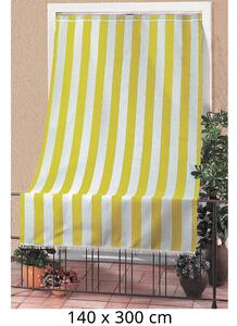 Tenda da Sole per Sormonto 140X300Cm con Anelli Tessuto a Strisce Giallo