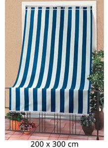 Tenda da Sole per Sormonto 200X300Cm con Anelli Tessuto a Strisce Blu