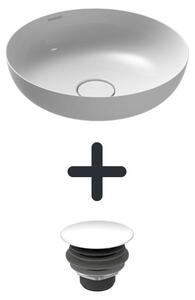 Lavabo da appoggio Kaldewei MIENA, modello 3181, diametro 38 cm, set completo con valvola di scarico integrata