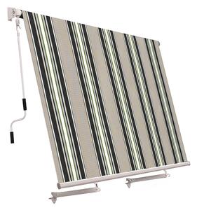 Tenda da Sole a Caduta con Bracci 245x245 cm Tessuto in Poliestere Riga Verde