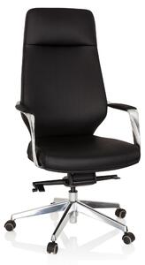 Poltrona da ufficio, rivestita in ecopelle nera, regolabile in altezza, dimensioni 133x63x65 cm