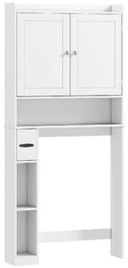 HOMCOM Mobile WC da posizionare sopra il WC o la lavatrice, 2 ante, 3 scomparti, portarotolo, 80x19,5x170cm, bianco | Aosom Italy