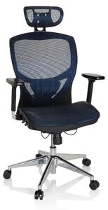 Sedia da ufficio VENUS ONE, realizzata in tessuto a rete, regolabile in altezza, con braccioli, colore blu
