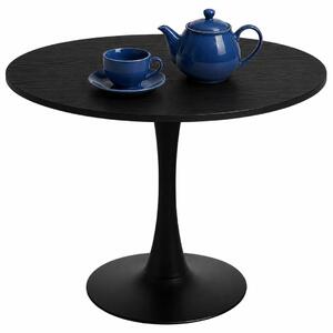 Tavolo da pranzo rotondo VICTORY SLIM, diametro 70 cm | Elegante tavolo da cucina in legno nero e effetto "smoke". | Tavolino da caffè moderno, stile industriale, loft, scandinavo, finitura scura