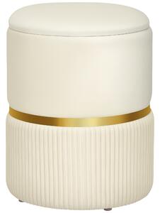 HOMCOM Pouf poggiapiedi contenitore in velluto a coste 36 x 36 x 44 cm per soggiorno, camera da letto, beige | Aosom Italy