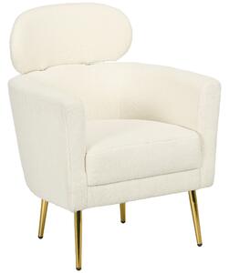 HOMCOM Poltrona da salotto con poggiatesta rimovibile, poltrona crapaud in peluche teddy, piedi in metallo, 71 x 65 x 90 cm, crema | Aosom Italy