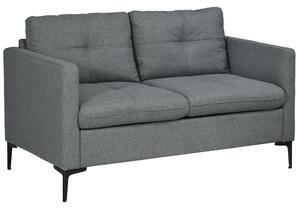 HOMCOM Divano 2 posti contemporaneo base in metallo nero tessuto effetto lino grigio scuro | Aosom Italy