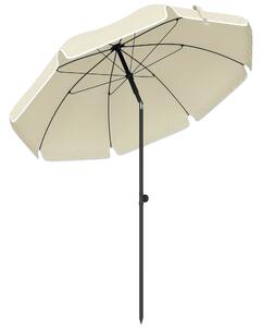 Outsunny Ombrellone da spiaggia Ø150 cm idrorepellente pieghevole con ancoraggio per sabbia inclinazione regolabile borsa da trasporto Beige | Aosom Italy