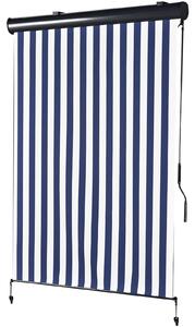 Tenda da Sole Avvolgibile a Rullo 1,4x2m da Esterno Bianco e Blu