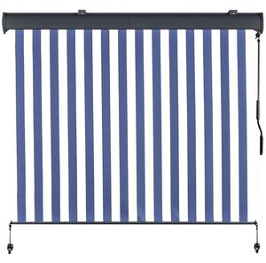 Tenda da Sole Avvolgibile a Rullo 2,5x2m da Esterno Bianco e Blu