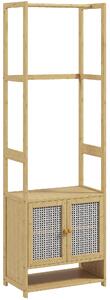HOMCOM Appendiabiti in Bambù con Armadio Scarpiera Barra per Appendere Ripiano Regolabile per Ingresso Corridoio 53x31x168 cm Naturale | Aosom Italy