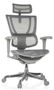 Sedia da ufficio ergonomica con supporto lombare, realizzata in rete, colore grigio