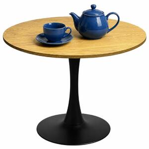 Tavolo da pranzo rotondo VICTORY SLIM, diametro 70 cm | Elegante tavolo da cucina in legno scuro con finitura effetto fumo | Tavolino da caffè moderno in stile industrial loft, finitura scura