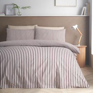 Set copripiumino e federa marrone scuro per letto matrimoniale 200x200 cm Epping Textured Stripe – Catherine Lansfield
