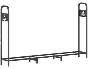 Outsunny Portalegna Esterno in Metallo per Camino Carico 300 kg con Piedini Extra Rinforzati e Design Sagomato a Fiamma Nero | Aosom Italy