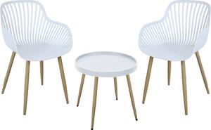 SVITA PHILLY Set di mobili da balcone 3 pezzi bianco/legno