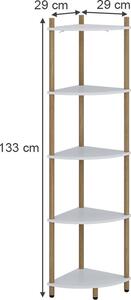 Libreria Vicco Bivio Bianco/pino 29 x 133 cm con 5 vani portaoggetti, Model 57470
