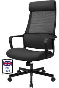 Sedia da ufficio ergonomica con supporto lombare, regolabile in altezza, colore nero