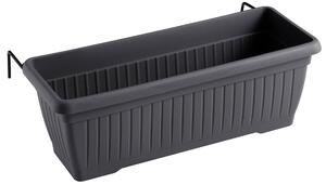 Vaso 40x20x17,3 cm in Polipropilene con Supporto Kit Cassetta Coste 40 Antracite