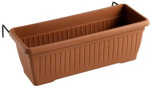 Vaso 40x20x17,3 cm in Polipropilene con Supporto Kit Cassetta Coste 40 Terracotta