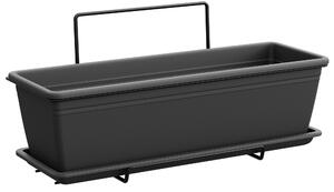 Vaso 60x17x14,5 cm in Polipropilene con Supporto Kit Wall Cassetta Mare 60 Antracite