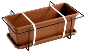 Vaso 50x17x14,5 cm in Polipropilene con Supporto Kit Cassetta Mare 50 Terracotta