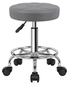 Sedia girevole da ufficio con ruote, regolabile in altezza (49-64 cm), rivestita in ecopelle, colore grigio