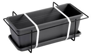 Vaso 60x17x14,5 cm in Polipropilene con Supporto Kit Cassetta Mare 60 Antracite