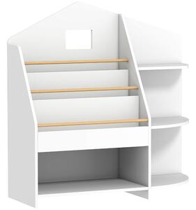 AIYAPLAY Libreria per bambini con 7 ripiani per libri, giocattoli, bordi arrotondati, supporta 40 kg, Bianco | Aosom Italy