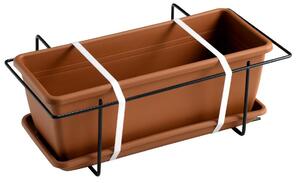 Vaso 60x17x14,5 cm in Polipropilene con Supporto Kit Cassetta Mare 60 Terracotta