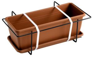Vaso 40x17x14,5 cm in Polipropilene con Supporto Kit Cassetta Mare 40 Terracotta