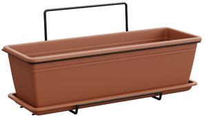 Vaso 50x17x14,5 cm in Polipropilene con Supporto Kit Wall Cassetta Mare 50 Terracotta