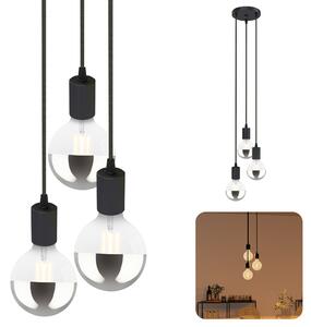 SSC-LUXon PARU lampada a sospensione a 3 luci in stile retrò-industriale con cavo tessile incl. specchio di testa XL lampade a globo