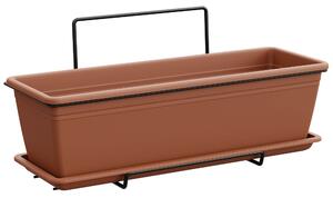 Vaso 40x17x14,5 cm in Polipropilene con Supporto Kit Wall Cassetta Mare 40 Terracotta