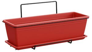 Vaso 60x17x14,5 cm in Polipropilene con Supporto Kit Wall Cassetta Mare 60 Scarlet