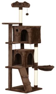 PawHut Tiragraffi per Gatti 160 cm con Piattaforme Cuccia 2 Tane Amaca Scala Pali in Sisal Marrone | Aosom Italy