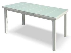 Tavolo da Giardino Estensibile Rettangolare in Alluminio con Top in Vetro Taddei Matar 150 Bianco