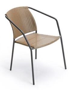 Sedia da Giardino in Ferro e PVC Rattan Taddei Maia Marrone