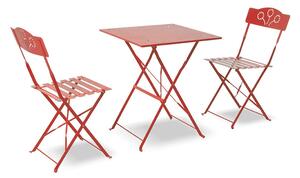 Set da Giardino Pieghevole in Ferro con Tavolo e 2 Sedie Taddei Bistro Rosso