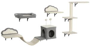 PawHut Set tiragraffi da parete, superfici in sisal, 4 pezzi, per 1-3 gatti, Beige | Aosom Italy