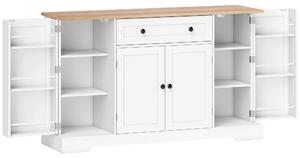 HOMCOM Credenza da Cucina con Cassetto Ripiani sulle Porte Ripiani Regolabili Banco da Caffè 138x40x83,5 cm Bianco | Aosom Italy