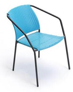 Sedia da Giardino in Ferro e PVC Rattan Taddei Maia Azzurra