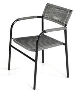 Sedia da Giardino in Ferro e PVC Rattan Taddei Tosca Grigia