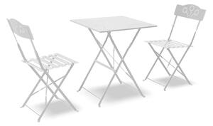 Set da Giardino Pieghevole in Ferro con Tavolo e 2 Sedie Taddei Bistro Bianco